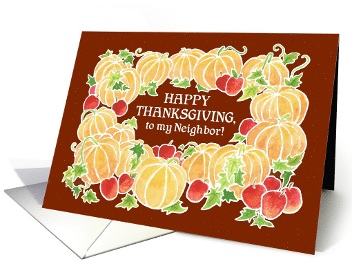 For Neighbor at Thanksgiving with Pumpkins and Apples card (858869)
