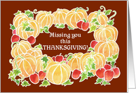 Missing You at Thanksgiving with Pumpkins and Apples card