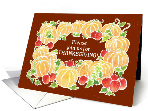Thanksgiving Invitation with Pumpkins and Apples Blank Inside card