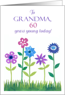 For Grandma 60th Birthday Pink and Blue Flowers card