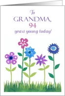 For Grandma 94th Birthday Pink and Blue Flowers card
