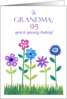 For Grandma 95th Birthday Pink and Blue Flowers card