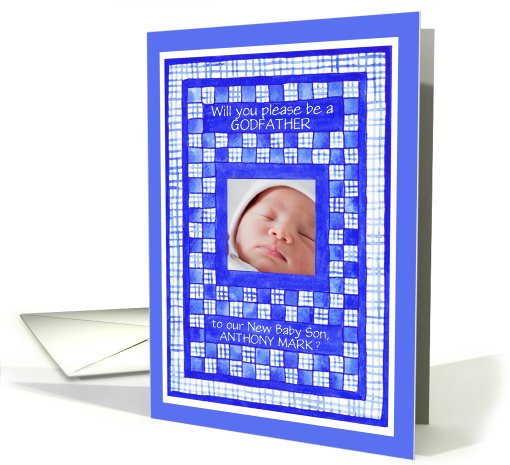 New Baby Boy Godfather Invitation Photo card (865472)