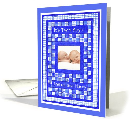 New Baby Boy Twins Announcement Photo card (865477)