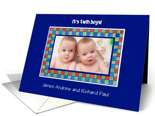 New Baby Twins Announcement Photo card (866915)