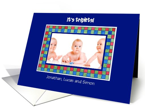 New Baby Triplets Announcement Photo card (866917)