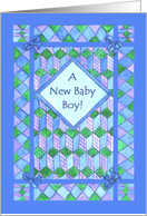 New Baby Boy Announcement Card - Quilt Design card