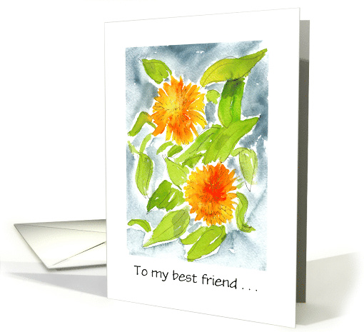 Custom Front Person Specific Birthday with Pot Marigolds card (876514)