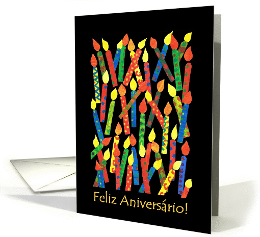 Birthday Candles Card with Portuguese Greeting card (886010)