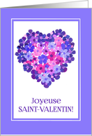 Valentine’s Heart of Flowers with French Greeting Blank Inside card