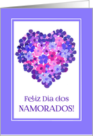 Valentine’s Heart of Flowers with Portuguese Greeting Blank Inside card