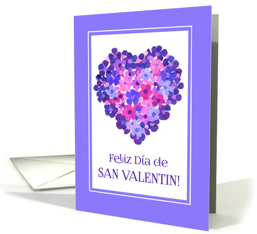 Valentine's Heart of Flowers with Spanish Greeting Blank Inside card