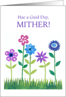 Mother’s Day in Scots with Row of Flowers Blank Inside card