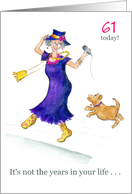 Custom Front 61st Birthday Woman Singing with Dog card