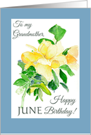 For Grandmother June Birthday Yellow Dreaming Spires Roses card
