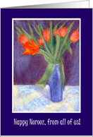 Norooz Greetings From All of Us with Bright Red Tulips card
