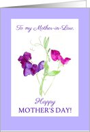 For Mother in law on Mother’s Day Watercolour Sweet Peas card