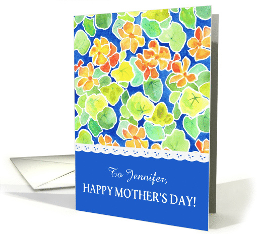 Custom Name Nasturtiums Mother's Day Card for Daughter-in-law card