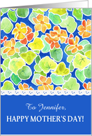 Custom Name Nasturtiums Mother’s Day Card for Daughter-in-law card