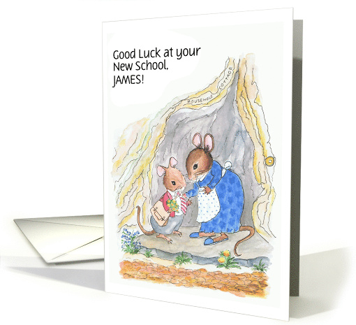 Custom Name New School Good Luck Cute Little Mice card (926219)