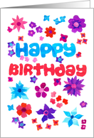Birthday Greetings with Bright Floral Pattern card