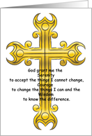 Cross - Serenity Prayer - 12 Step Recovery - Encouragement card