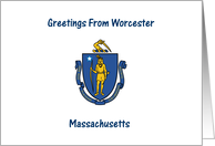 Massachusetts - City of Worcester - Flag - Souvenir Card