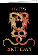 happy Birthday, Red and Gold Oriental Dragons card