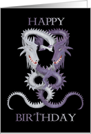 Purple and Silver dragons birthday card