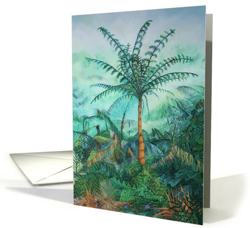 Sleeping dragon, a dragon sleeps under a fern tree. card (645932)