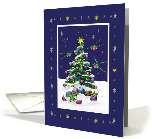Baby Dragons and Christmas tree, green card (875942)