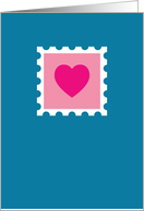 Postal Love - Pink Heart Stamp card