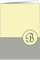 Yellow and Grey Polka Dot Monogram - B card