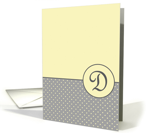 Yellow and Grey Polka Dot Monogram - D card (1306850)