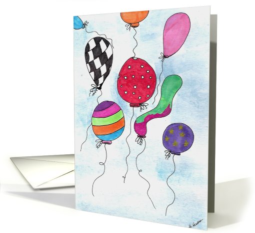 Watercolor Birthday Balloons card (699336)