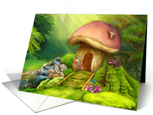 Fantasy mushroom house . Blank Note card (1372120)