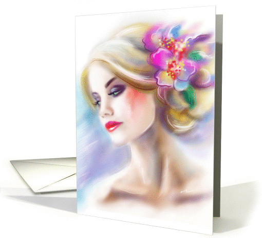beautiful woman abstract fashion illustration . Blank Note card