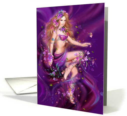 Fantasy beauty, woman in flowers. Fantasy Art card (1373558)