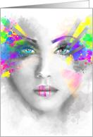 Multicolored abstract Woman Beautiful portrait. Blank Note card