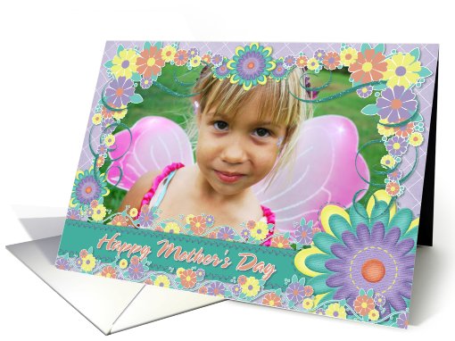 Mother's Day - Spring Flowers Photo Card - Purple card (916626)