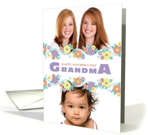 Happy Mother's Day Grandma Center Blossoms Photo card (921212)