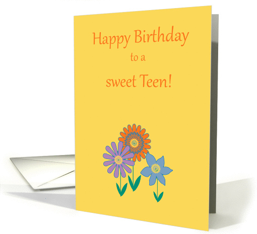 Teen Birthday Contemporary Colorful Flowers card (1033839)
