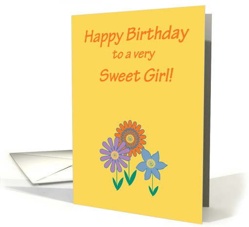 Babysitter Birthday Colorful Flowers on Yellow card (1033911)