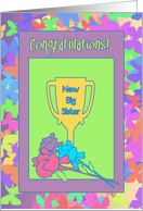 Congratulations Big Sister Colorful Butterfly Frame and Trophy card