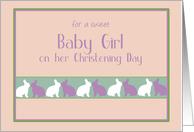 Baptism Christening Baby Girl Kissing Bunnies card