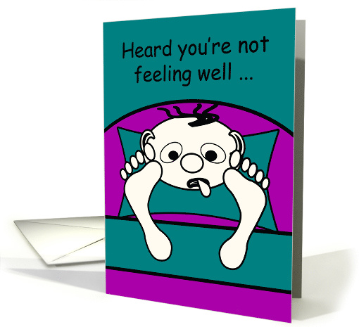 Get Well Feel Better Humorous Man in Sick Bed card (1100972)