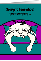 Get Well Feel Better Surgery Humorous Man in Sick Bed card