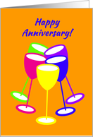 Wedding Anniversary from All Colourful Toasting Wineglasses card
