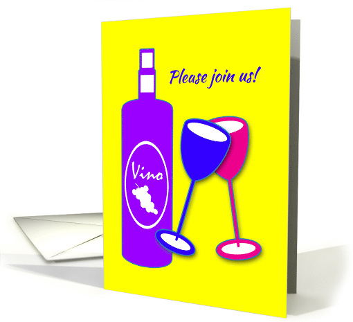 Invitation General Wine and Colourful Toasting Glasses card (1123244)