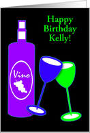 Custom Name Birthday Wine and Colourful Toasting Glasses card